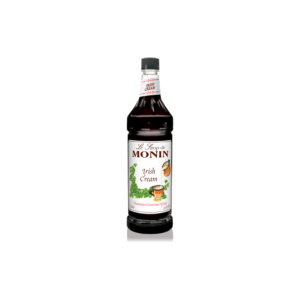 Plastic bottle with dark brown liquid and cream on the label