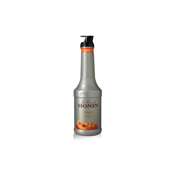 Grey bottle with peach fruit label