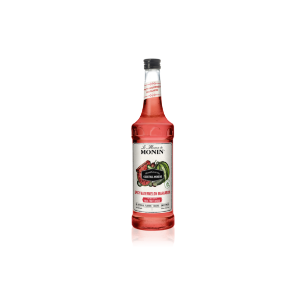 bottle of light red watermelon cocktail mixer
