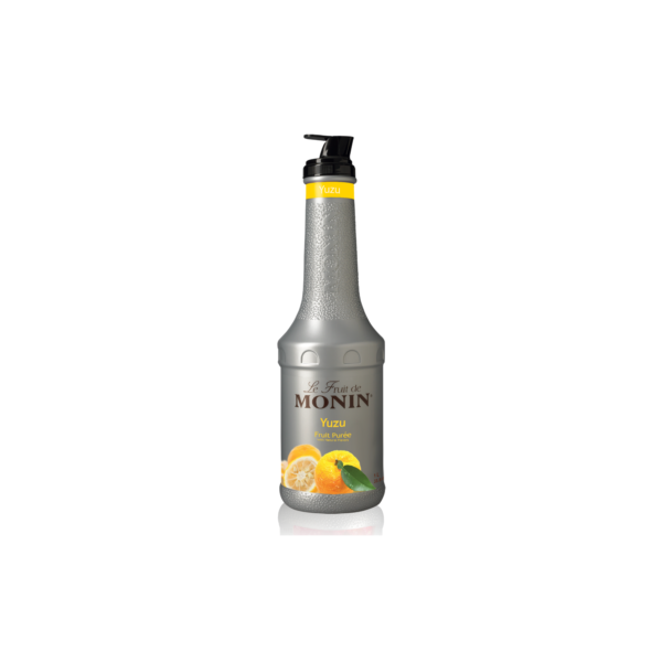 Grey bottle with yuzu fruit label