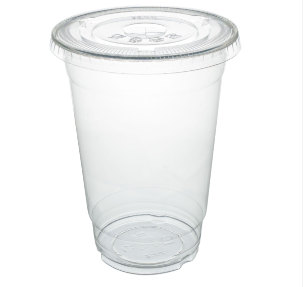 Disposable clear cup with clear slotted straw hole lid