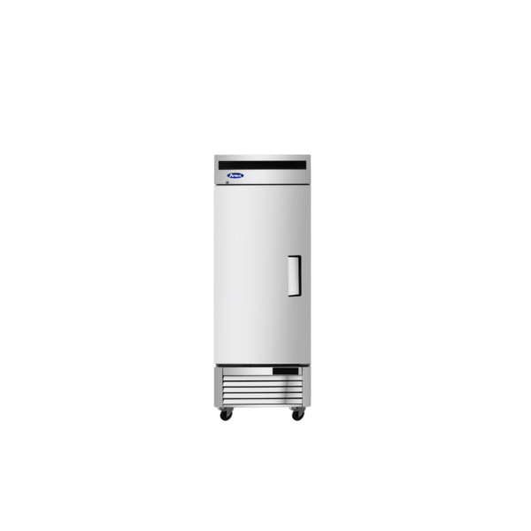 One-section stainless steel reach-in freezer.