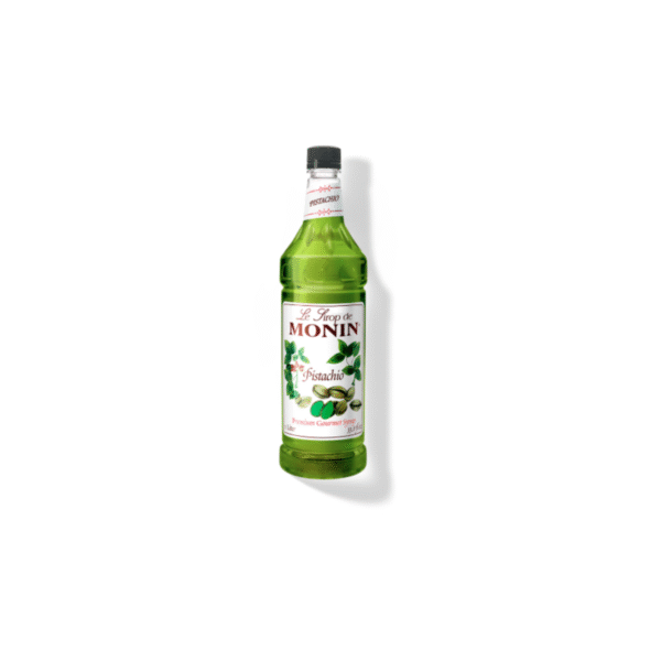 1L Monin Pistachio Syrup bottle.