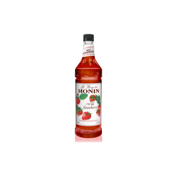 1L Monin Wild Strawberry Syrup bottle.