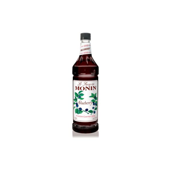Monin Blueberry Syrup bottle with label.