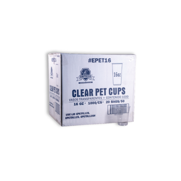Case of 16 oz. clear cups.