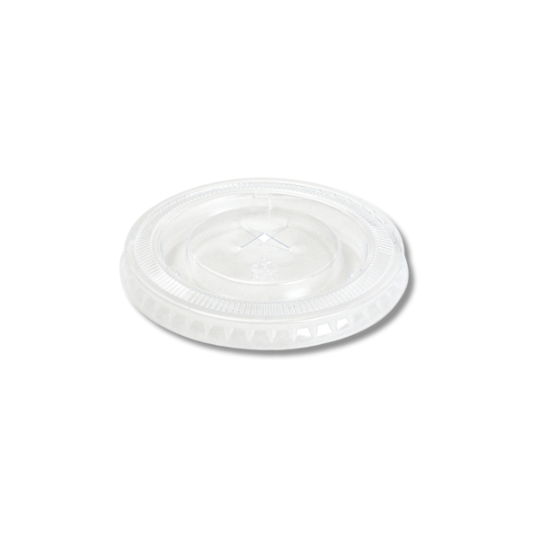 Clear flat straw slot lid for 7 oz and 10 oz PET cups.