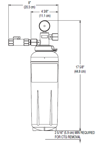 CAD of 3M ICE165-S ice machine water filter.