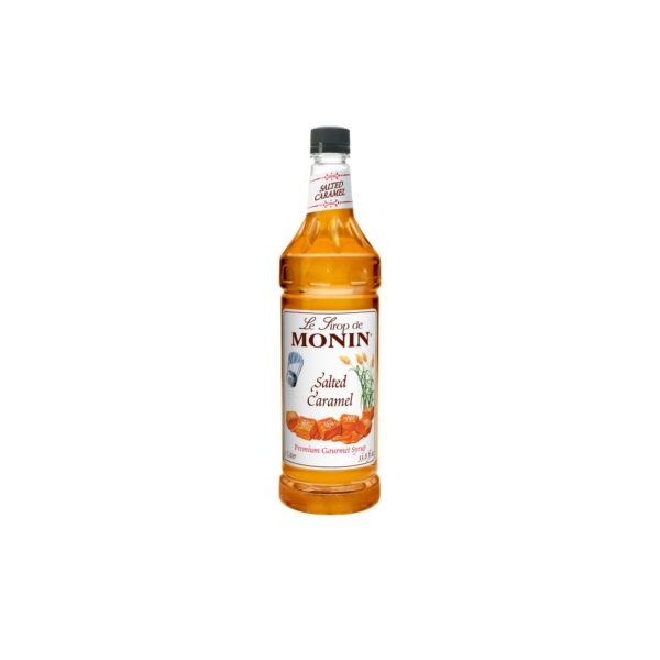 Bottle of sugar free Monin Caramel Syrup.