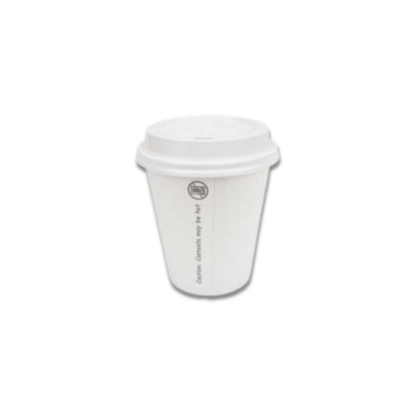 White 10 ounce hot squat paper cup.