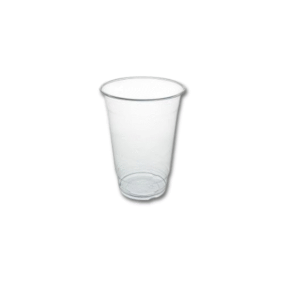 20 ounce clear PET cup.