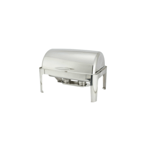 8-quart full-size roll-top chafer with mirror stainless steel finish.