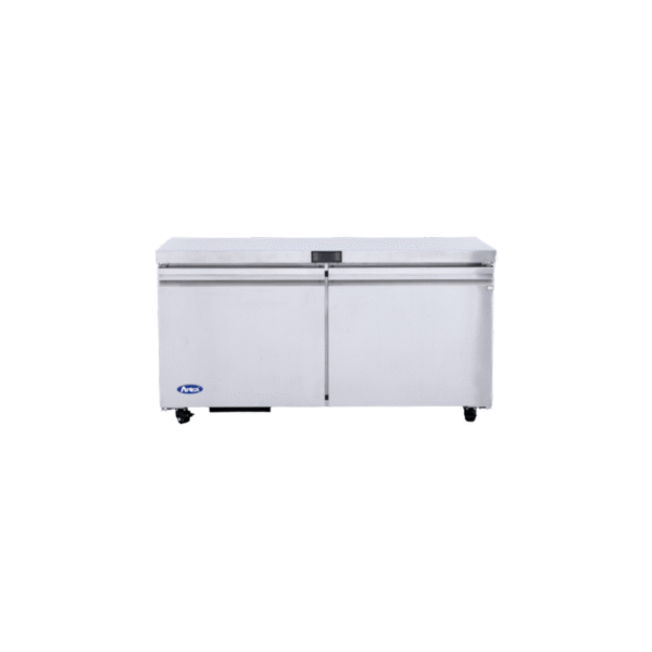 60-inch stainless steel undercounter refrigerator.