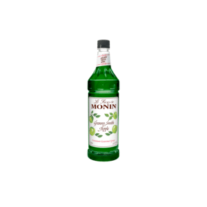 Emerald green Granny Smith Apple Syrup bottle .
