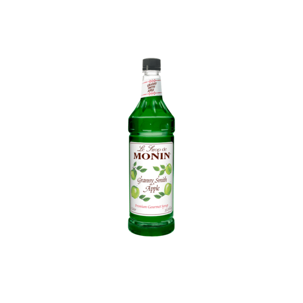 Emerald green Granny Smith Apple Syrup bottle .