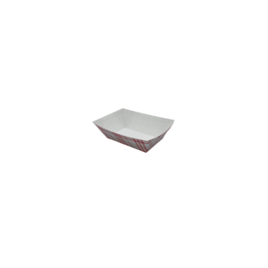 Red and white 1 pound plaid food tray.