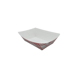 Red and white 10 pound plaid food tray.