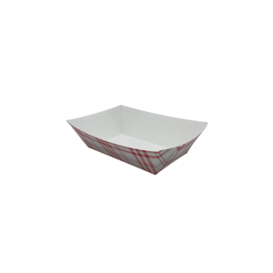 Red and white 3 pound plaid food tray.