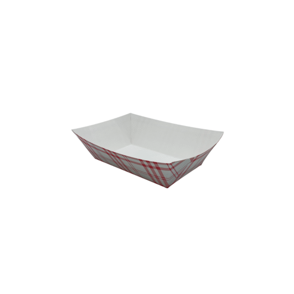 Red and white 3 pound plaid food tray.