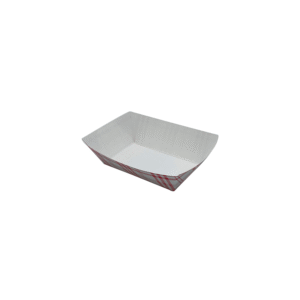 Red and white 1/2 pound plaid food tray.