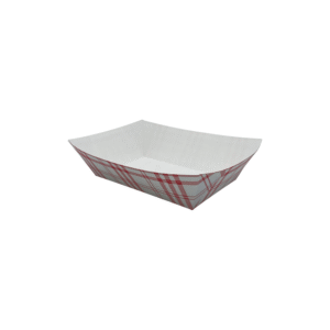 Red and white 5 pound plaid food tray.