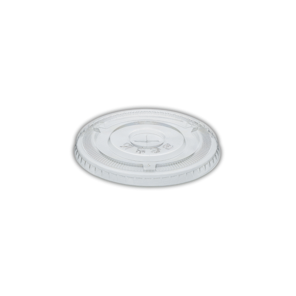 Clear 32 oz. PET flat lid with straw slot.