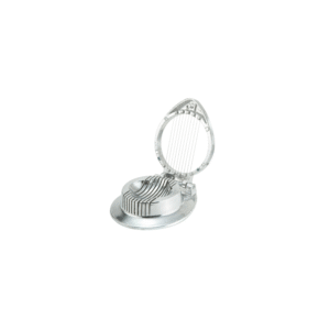 Aluminum egg slicer with stainless steel wires.