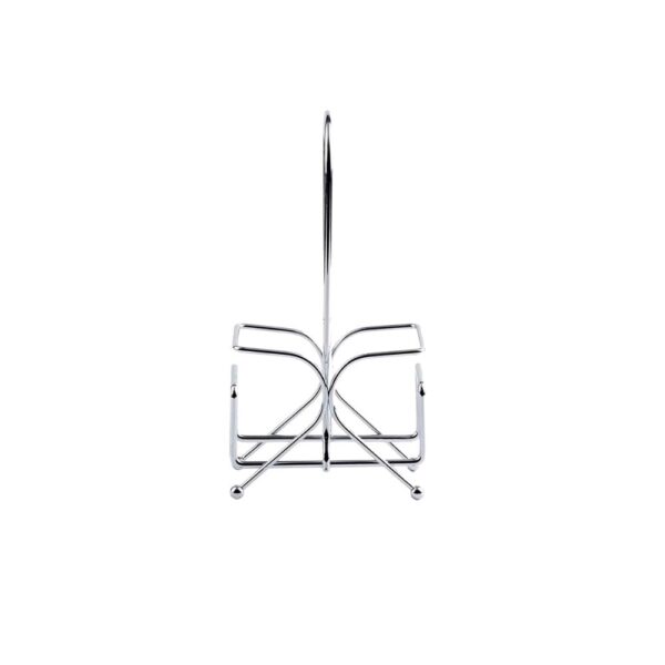 Side chrome Rack with vertical center handle and raised ball feet.