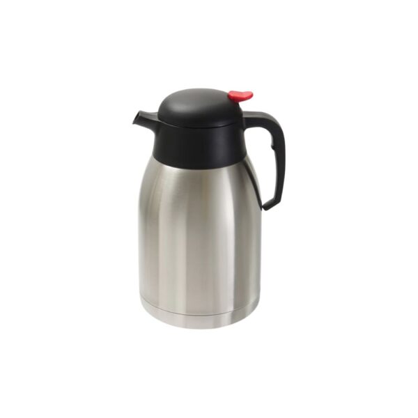 Stainless steel insulated carafe.