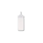 Clear 8 oz wide mouth squeeze bottle with tip top.