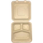 Empress Products EHL-93-PF Take out Container, Molded Fiber (NO PFAS) 9x9, 3 compartment